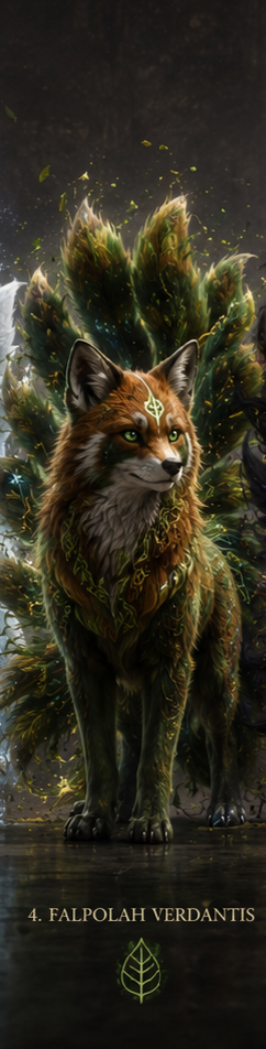 Falpolah Verdantis, a majestic verdant multi-tailed creature